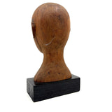 Serene Feeling Folk Art Larger Carved Head, Mounted to Custom Base