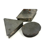 Oval, Triangle, Diamond, Set of Three Early Flat Bottom Tin Cutters