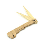 Unusual 19th Century Carved Bone Miniature Monkey Wrench with Two Picks