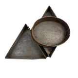 Oval, Triangle, Diamond, Set of Three Early Flat Bottom Tin Cutters
