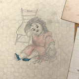 Treasure Trove of a 1879-80 Monticello, Iowa Drawing and Watercolor Book, with Loose Drawings Too