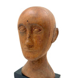 Serene Feeling Folk Art Larger Carved Head, Mounted to Custom Base