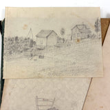 Treasure Trove of a 1879-80 Monticello, Iowa Drawing and Watercolor Book, with Loose Drawings Too