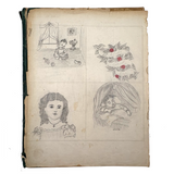 Treasure Trove of a 1879-80 Monticello, Iowa Drawing and Watercolor Book, with Loose Drawings Too