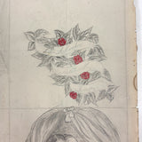 Treasure Trove of a 1879-80 Monticello, Iowa Drawing and Watercolor Book, with Loose Drawings Too