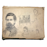 Treasure Trove of a 1879-80 Monticello, Iowa Drawing and Watercolor Book, with Loose Drawings Too