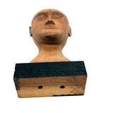 Serene Feeling Folk Art Larger Carved Head, Mounted to Custom Base