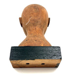 Serene Feeling Folk Art Larger Carved Head, Mounted to Custom Base