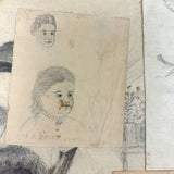 Treasure Trove of a 1879-80 Monticello, Iowa Drawing and Watercolor Book, with Loose Drawings Too