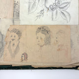 Treasure Trove of a 1879-80 Monticello, Iowa Drawing and Watercolor Book, with Loose Drawings Too