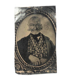 Man with Amazing Face and Breastcoat, 4x7 Inch Antique Tintype of Earlier Cased Photo