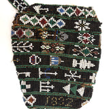 Like a Sampler, Marietta Carl's (?) Unusual and Special 1832 Strip Beaded, Silk Lined Pouch
