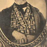 Man with Amazing Face and Breastcoat, 4x7 Inch Antique Tintype of Earlier Cased Photo