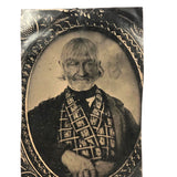 Man with Amazing Face and Breastcoat, 4x7 Inch Antique Tintype of Earlier Cased Photo