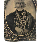 Man with Amazing Face and Breastcoat, 4x7 Inch Antique Tintype of Earlier Cased Photo