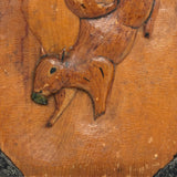 Pouncing Old Relief Carved Squirrel Signed ROMEO