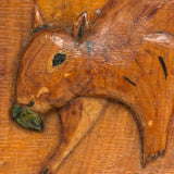Pouncing Old Relief Carved Squirrel Signed ROMEO