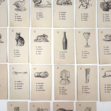 The Illustrated French Game, Very Scarce and Lovely Rummy Type Antique French Vocabulary Game