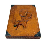 Pouncing Old Relief Carved Squirrel Signed ROMEO