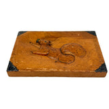 Pouncing Old Relief Carved Squirrel Signed ROMEO