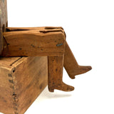 Much Loved Sweetly Frowning Antique Jointed Man with Tenderly Added Legs