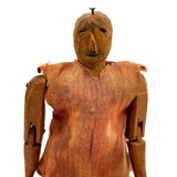 SOLD Very Wonderful Old Carved Folk Art Jointed Figure in Hand-dyed, Hand-sewn Dress