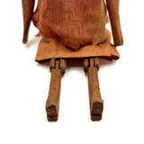 SOLD Very Wonderful Old Carved Folk Art Jointed Figure in Hand-dyed, Hand-sewn Dress