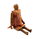 SOLD Very Wonderful Old Carved Folk Art Jointed Figure in Hand-dyed, Hand-sewn Dress