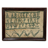 Very Naive 19th Century New England Alphabet Sampler with Zig Zag on (Equally Expressive) Homespun
