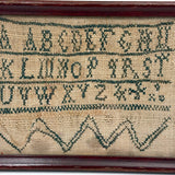 Very Naive 19th Century New England Alphabet Sampler with Zig Zag on (Equally Expressive) Homespun