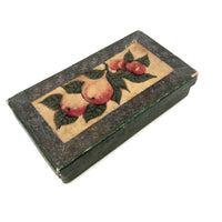 Victorian Paper Covered Box with Theorem Painted Pears on Branch