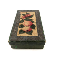 Victorian Paper Covered Box with Theorem Painted Pears on Branch