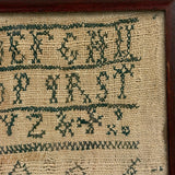 Very Naive 19th Century New England Alphabet Sampler with Zig Zag on (Equally Expressive) Homespun