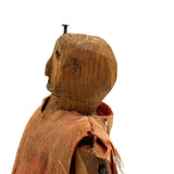SOLD Very Wonderful Old Carved Folk Art Jointed Figure in Hand-dyed, Hand-sewn Dress