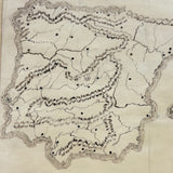 Spain & Portugal, Miniature 19th Century American Hand-drawn Ink Map with Tissue Border/Overlay
