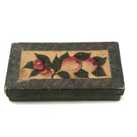 Victorian Paper Covered Box with Theorem Painted Pears on Branch