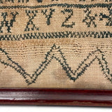Very Naive 19th Century New England Alphabet Sampler with Zig Zag on (Equally Expressive) Homespun