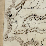 Spain & Portugal, Miniature 19th Century American Hand-drawn Ink Map with Tissue Border/Overlay