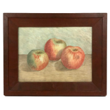 Lovely Antique Watercolor of Three Apples in Great Frame