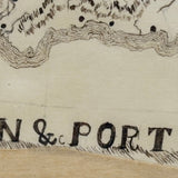 Spain & Portugal, Miniature 19th Century American Hand-drawn Ink Map with Tissue Border/Overlay