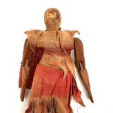SOLD Very Wonderful Old Carved Folk Art Jointed Figure in Hand-dyed, Hand-sewn Dress