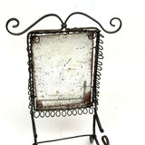 Lyrical Gesture: Very Lovely Antique Wirework Chair with Mounted Mirror