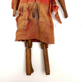 SOLD Very Wonderful Old Carved Folk Art Jointed Figure in Hand-dyed, Hand-sewn Dress