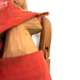 SOLD Very Wonderful Old Carved Folk Art Jointed Figure in Hand-dyed, Hand-sewn Dress
