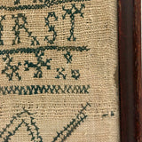 Very Naive 19th Century New England Alphabet Sampler with Zig Zag on (Equally Expressive) Homespun