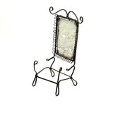 Lyrical Gesture: Very Lovely Antique Wirework Chair with Mounted Mirror