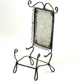 Lyrical Gesture: Very Lovely Antique Wirework Chair with Mounted Mirror