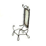 Lyrical Gesture: Very Lovely Antique Wirework Chair with Mounted Mirror