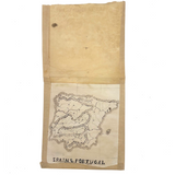 Spain & Portugal, Miniature 19th Century American Hand-drawn Ink Map with Tissue Border/Overlay