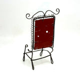 Lyrical Gesture: Very Lovely Antique Wirework Chair with Mounted Mirror